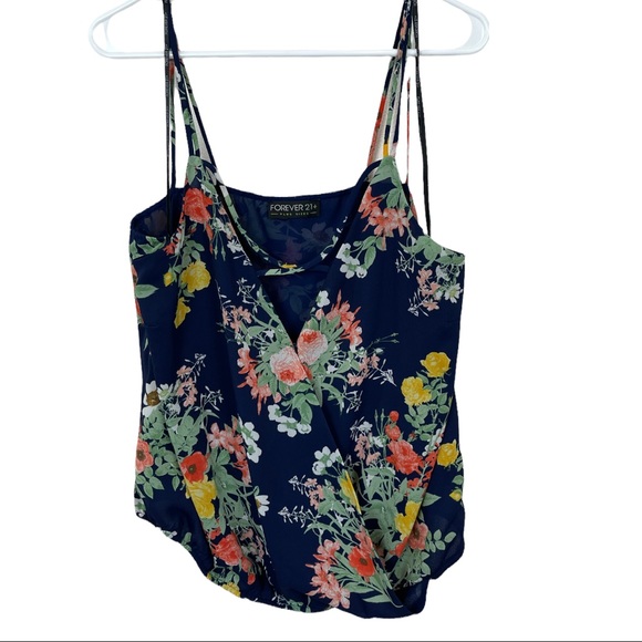 🥑5/$25 Forever 21+ floral faux wrap tank - Picture 1 of 4